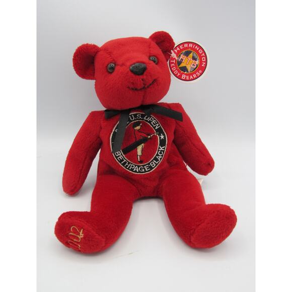 New with Tags 2002 US Open Bethpage Black Red Bear Plush Teddy Bear Club Golf - Picture 1 of 12